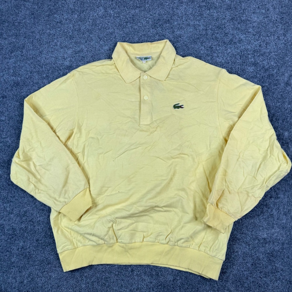 Chemise Lacoste Sweatshirt Mens Size 6 Yellow Long Sleeve Pique France Vintage